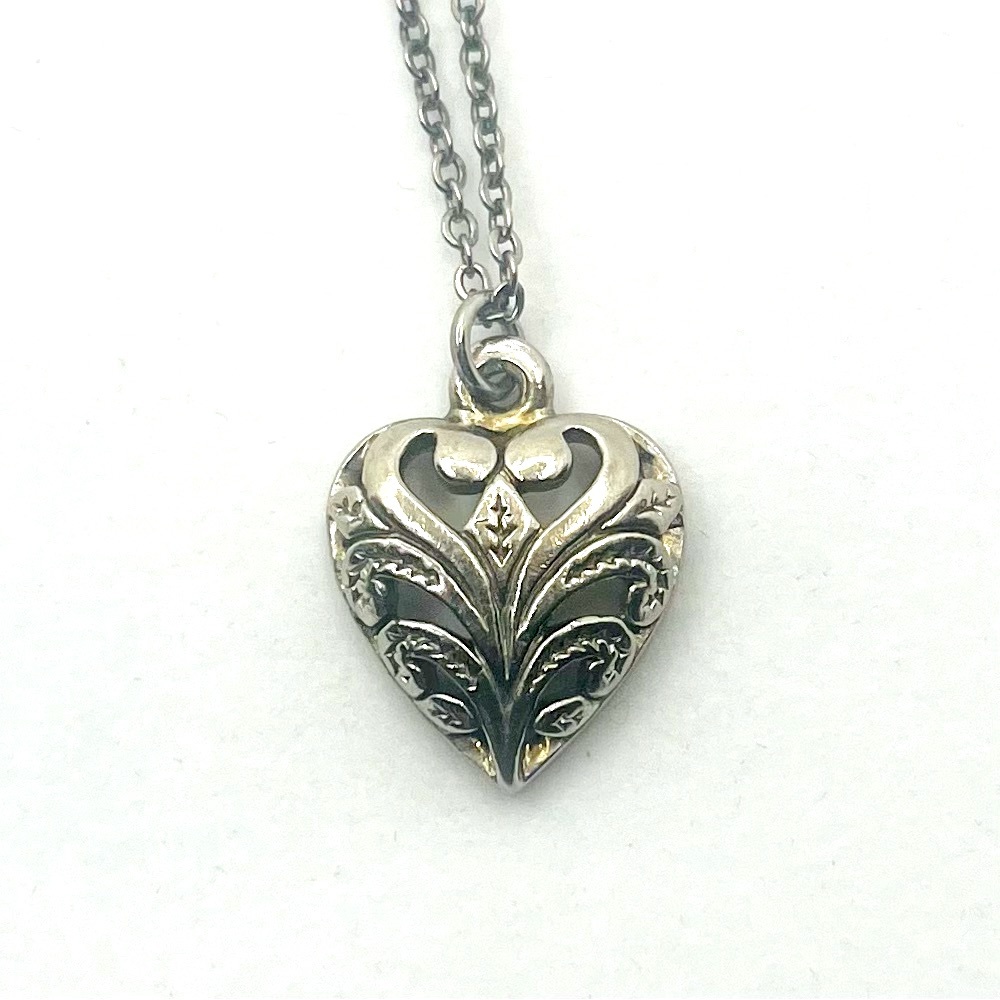 Vintage Silver Ornate Heart Necklace